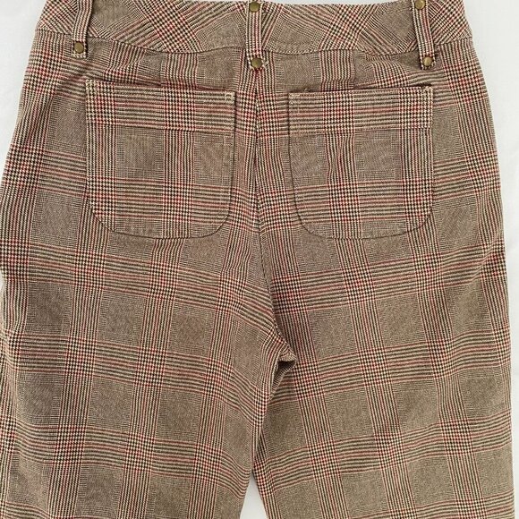 Talbots stretch plaid pant Wms Size 6 brown tan red straight leg preppy - Picture 5 of 8